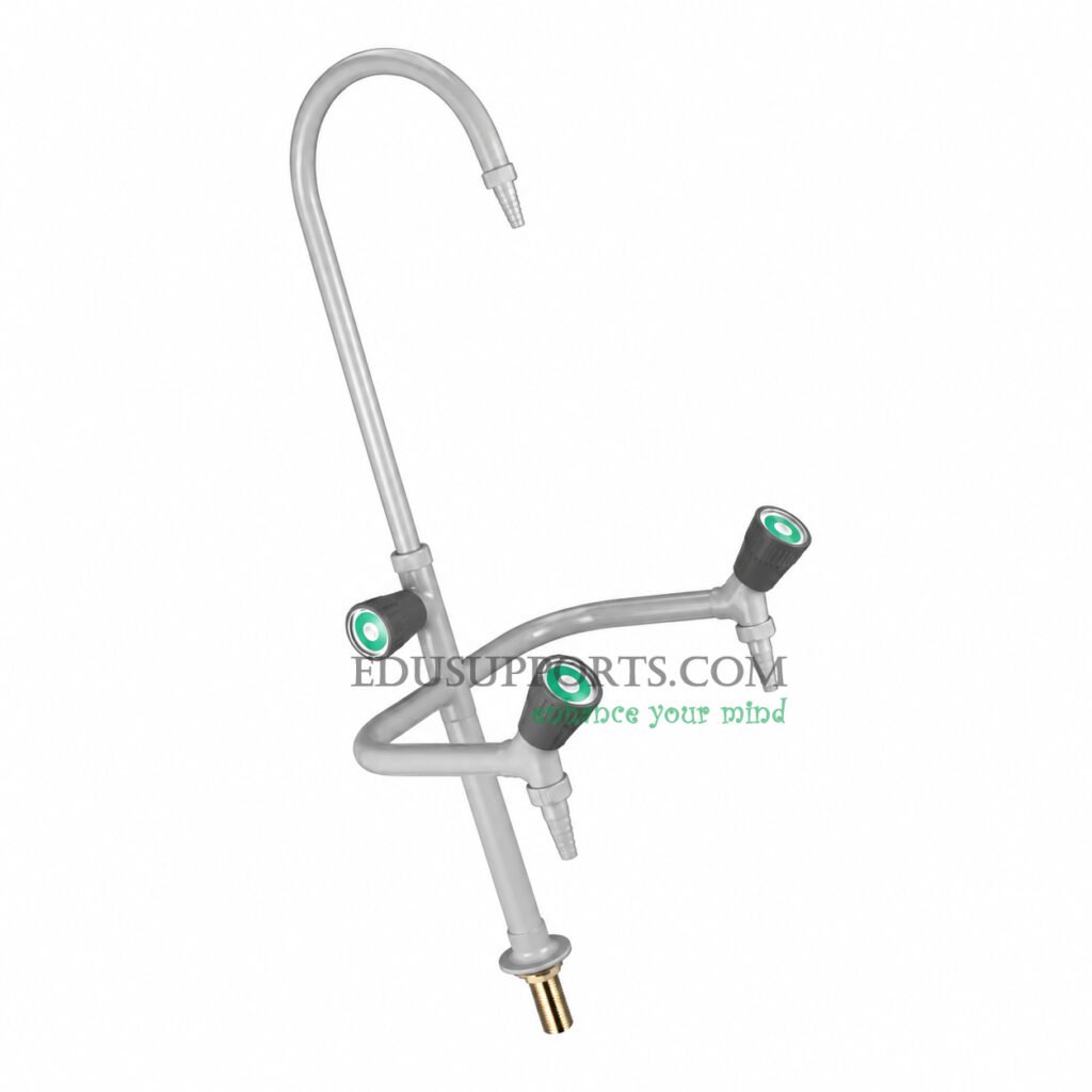 Triple-post laboratory faucet eco friendly grey epoxy gooseneck pointed nozzle