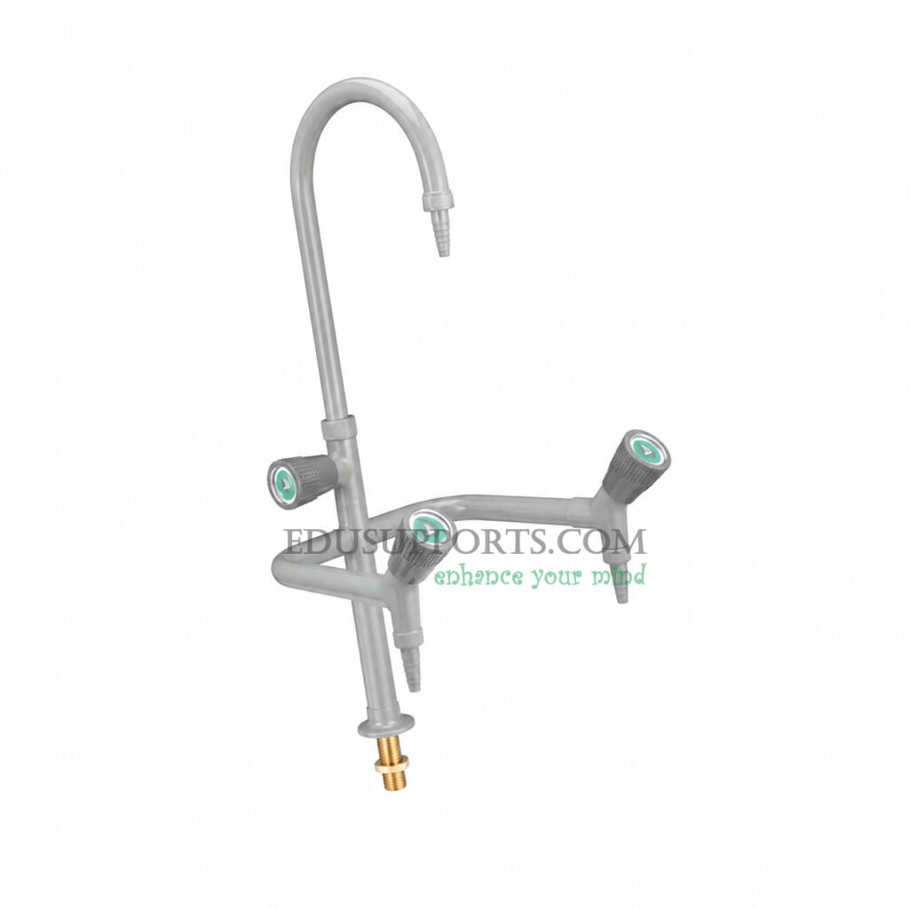 Triple-post laboratory faucet grey epoxy gooseneck pointed nozzle