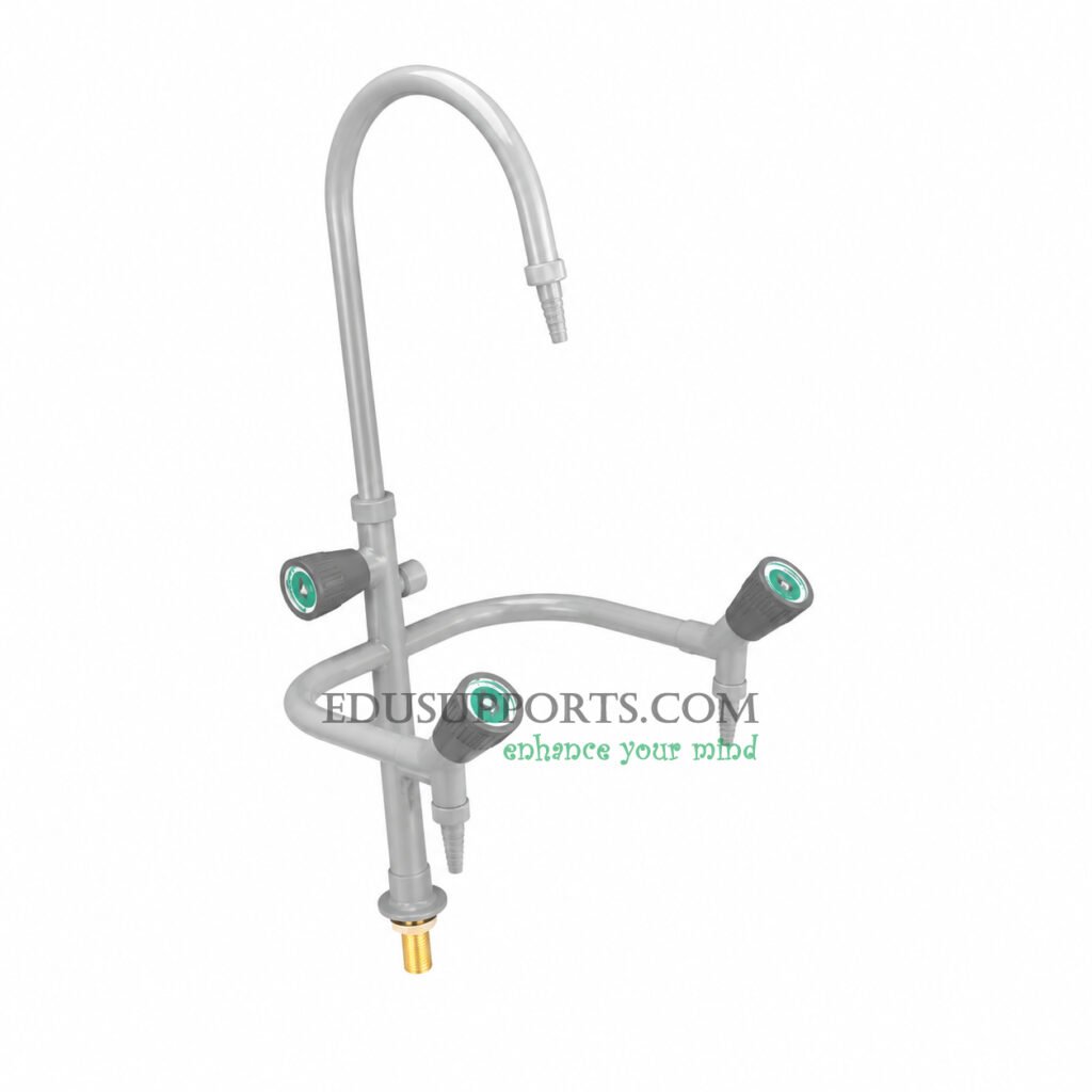 Triple-post laboratory faucet grey epoxy gooseneck pointed nozzle deluxe