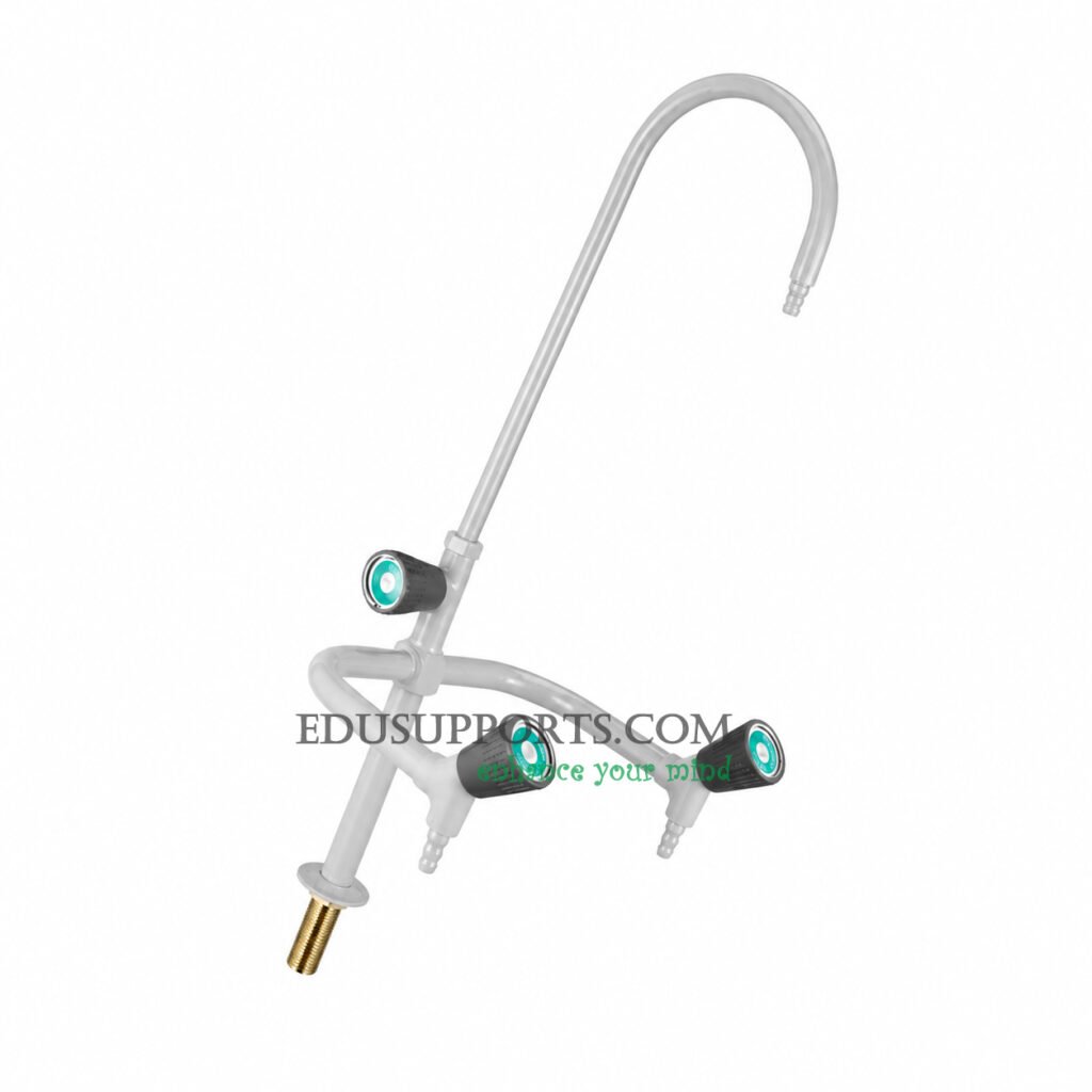 Triple-post laboratory faucet grey epoxy gooseneck pointed nozzle premium