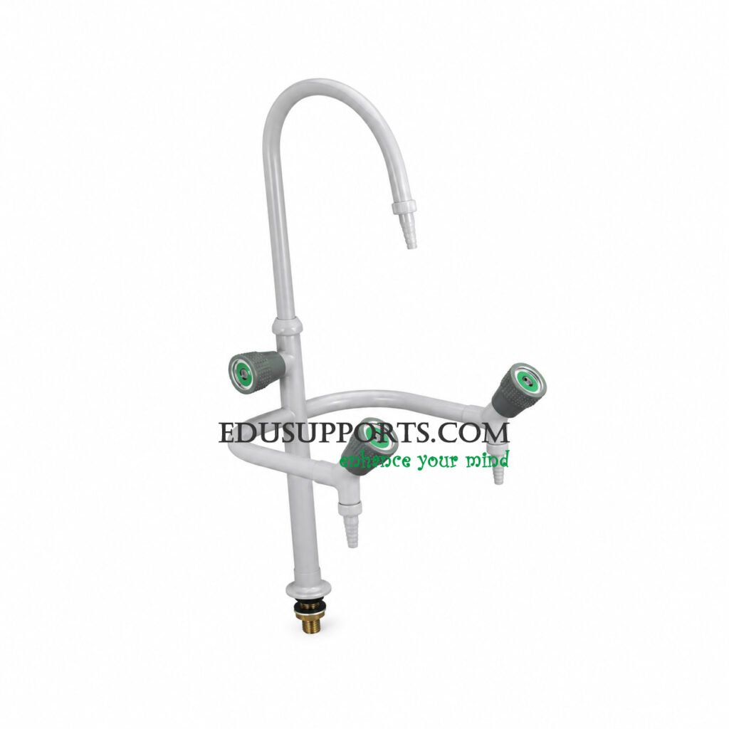 Triple-post laboratory faucet grey epoxy gooseneck pointed nozzle high grade