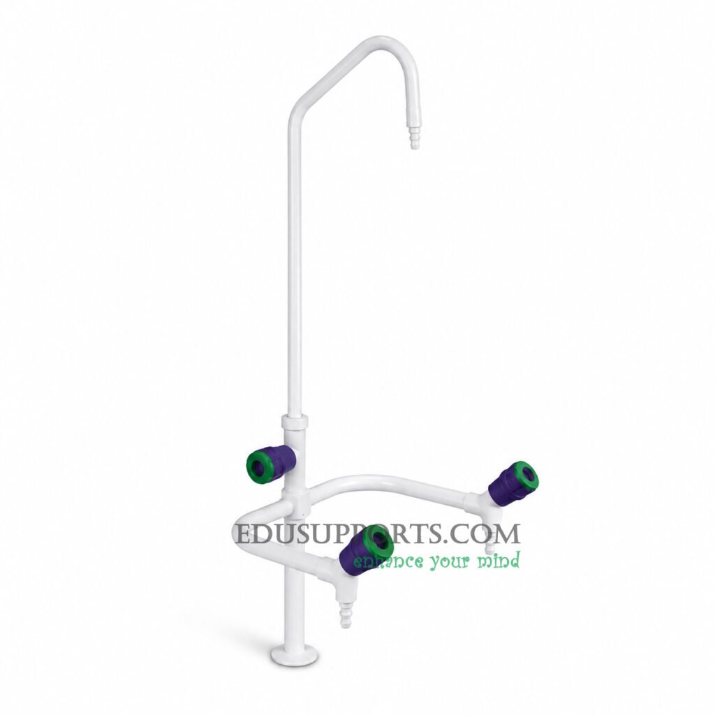 Triple-post laboratory faucet white epoxy angle spout pointed nozzle