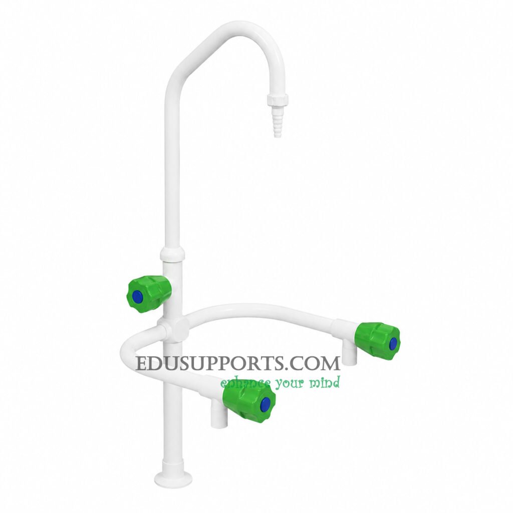 Triple-post laboratory faucet white epoxy angle spout square spout high grade