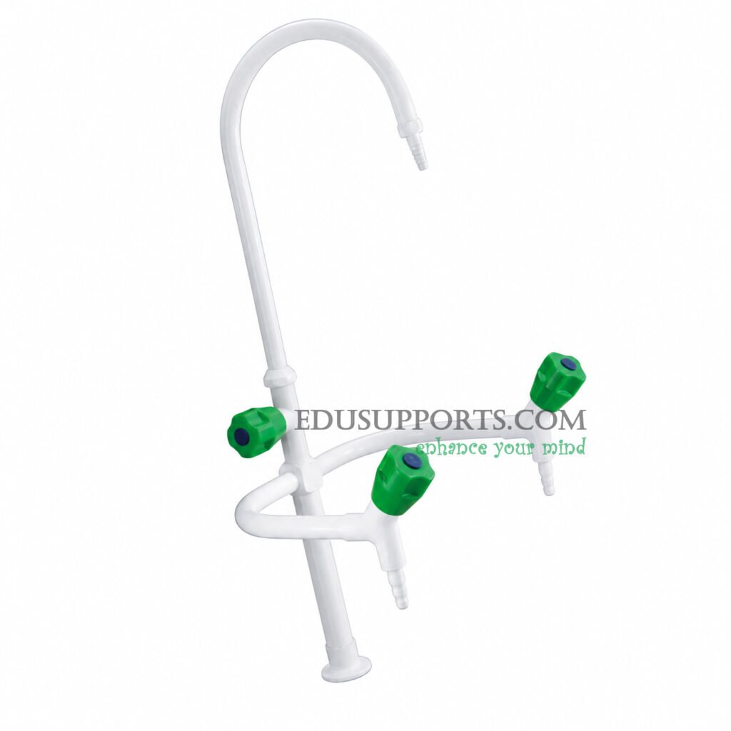 Triple-post laboratory faucet white epoxy bent gooseneck pointed nozzle premium