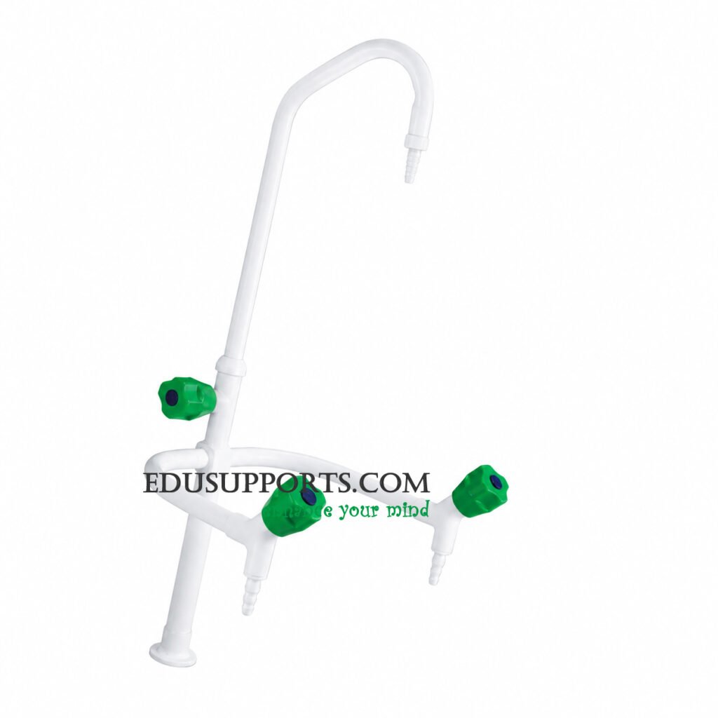 Triple-post laboratory faucet white epoxy bent gooseneck pointed nozzle high grade deluxe