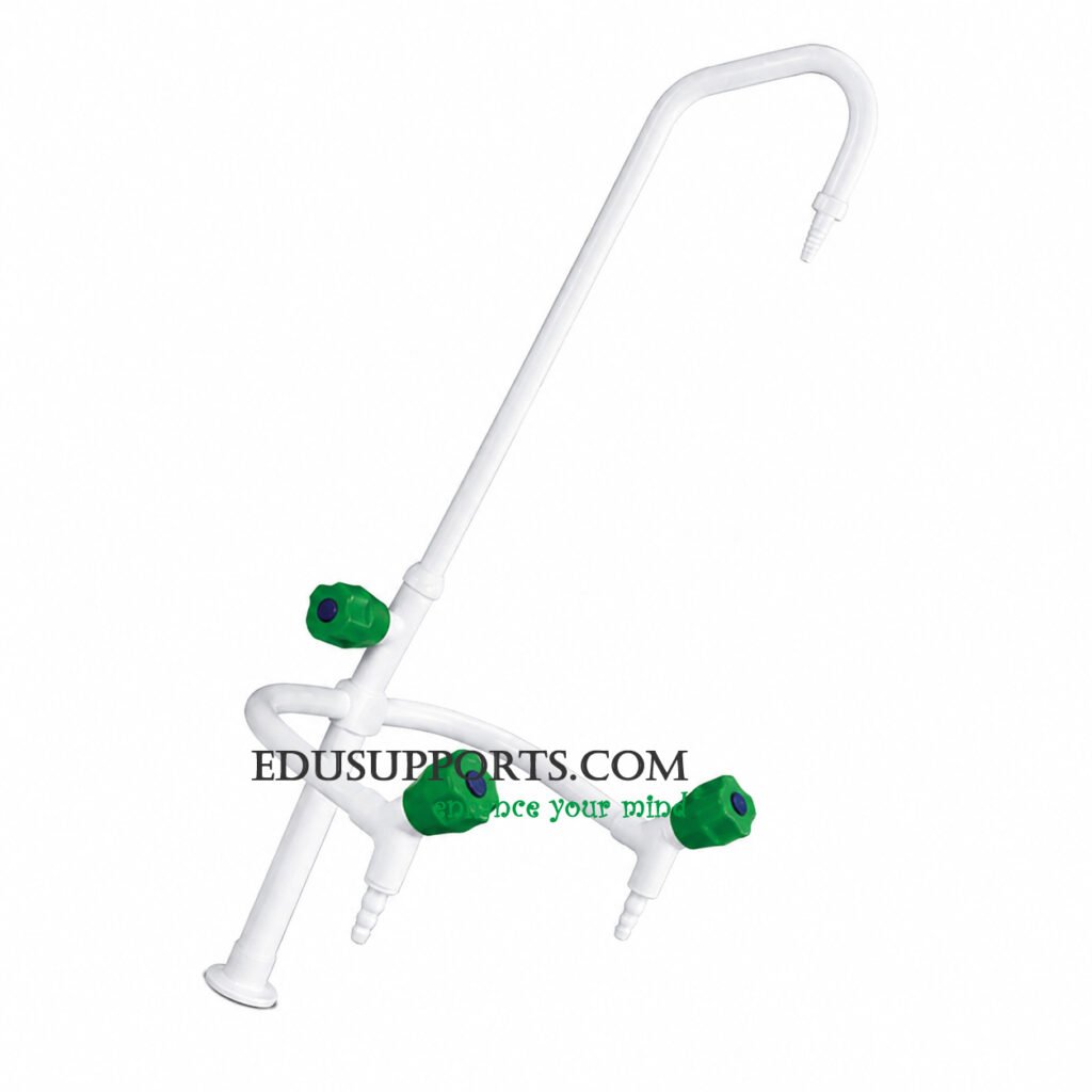 Triple-post laboratory faucet white epoxy extended angle spout pointed nozzle