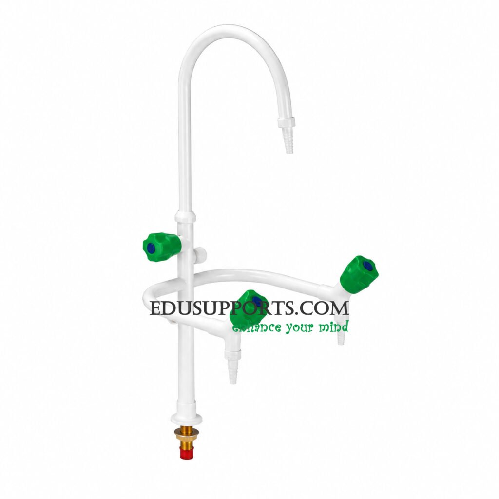 Triple-post laboratory faucet white epoxy gooseneck pointed nozzle high grade deluxe