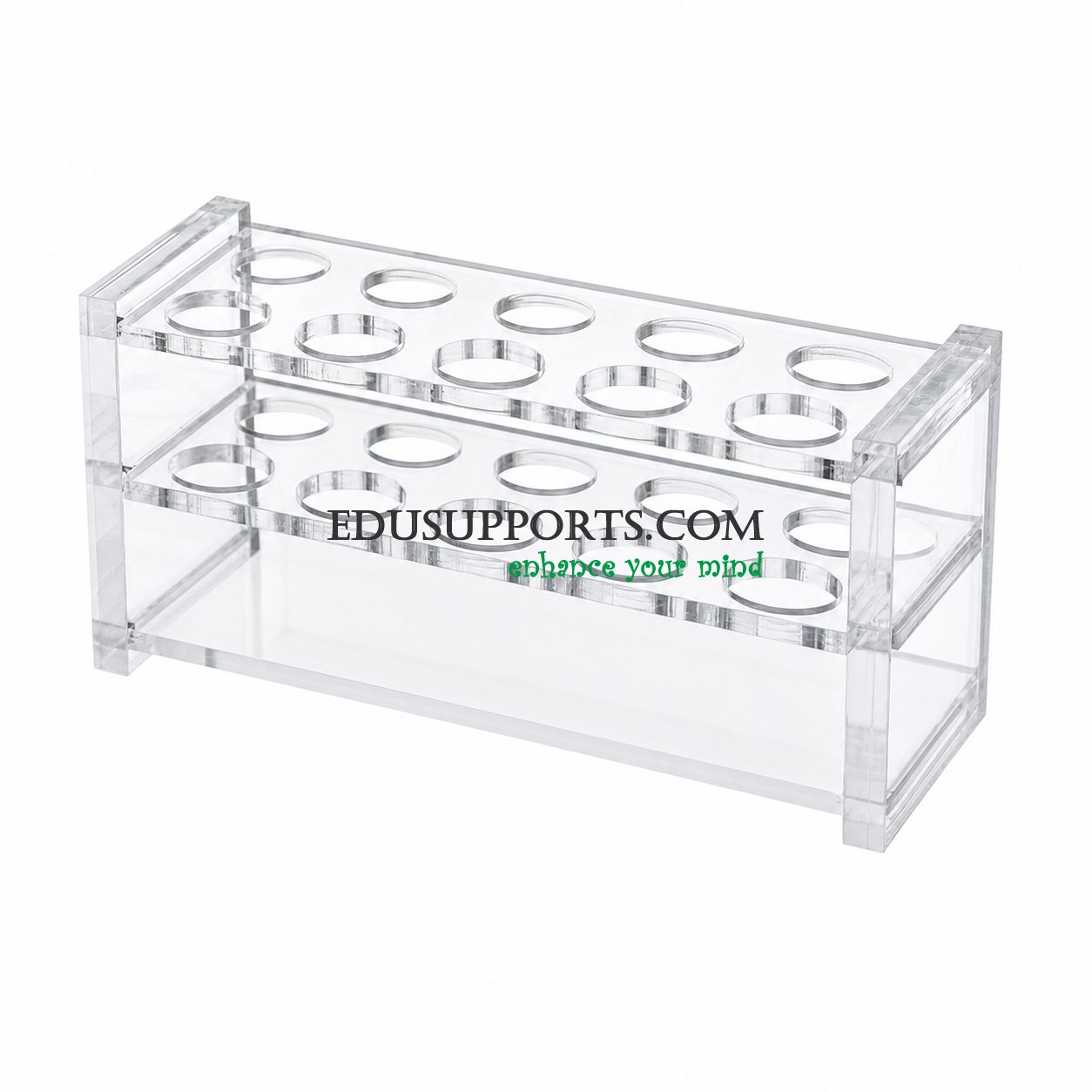 Acrylic blood collection tube rack 13mm 10 holes clear PMMA 2x5 for 2-5ml blood tubes