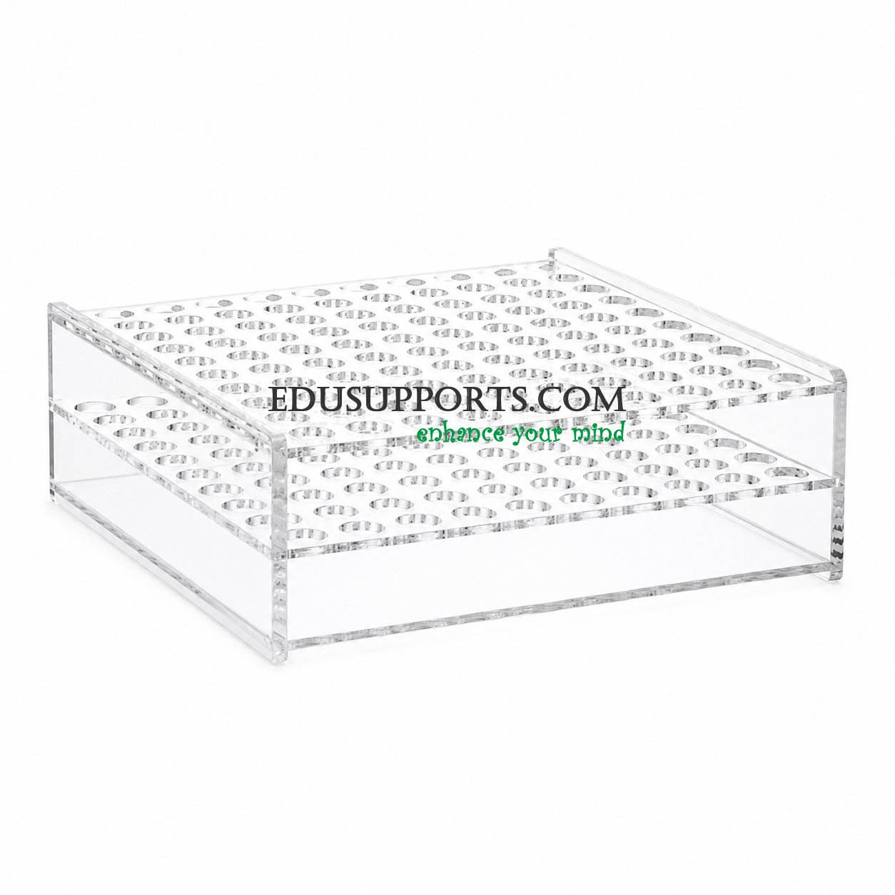 Acrylic blood collection tube rack 13mm 100 holes clear PMMA 10x10 maximum capacity
