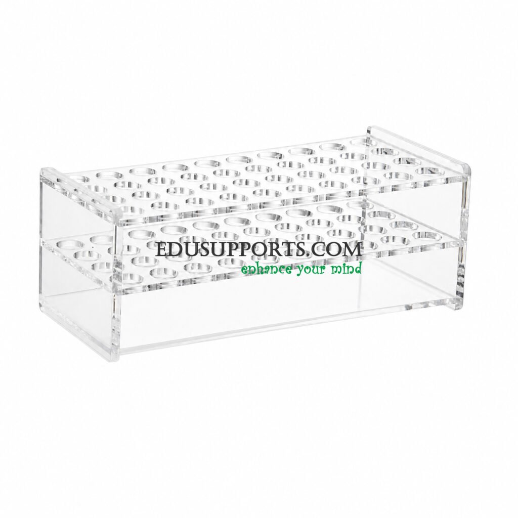 Acrylic blood collection tube rack 13mm 40 holes clear PMMA 4x10 for 2-5ml blood tubes