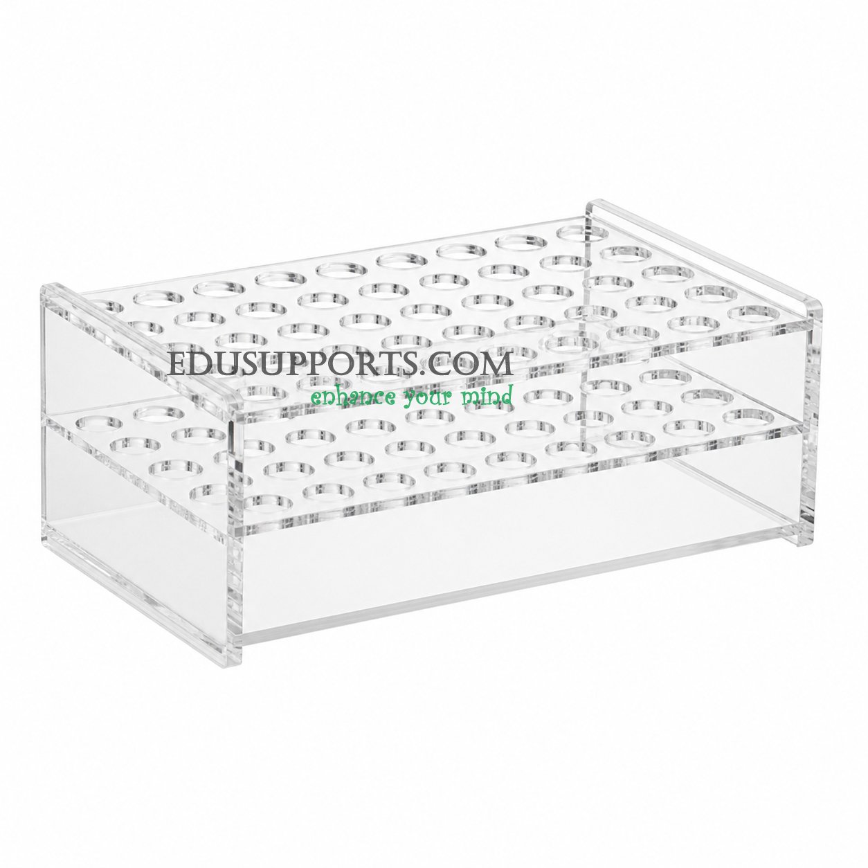 Acrylic blood collection tube rack 13mm 50 holes clear PMMA 5x10 for 2-5ml blood tubes