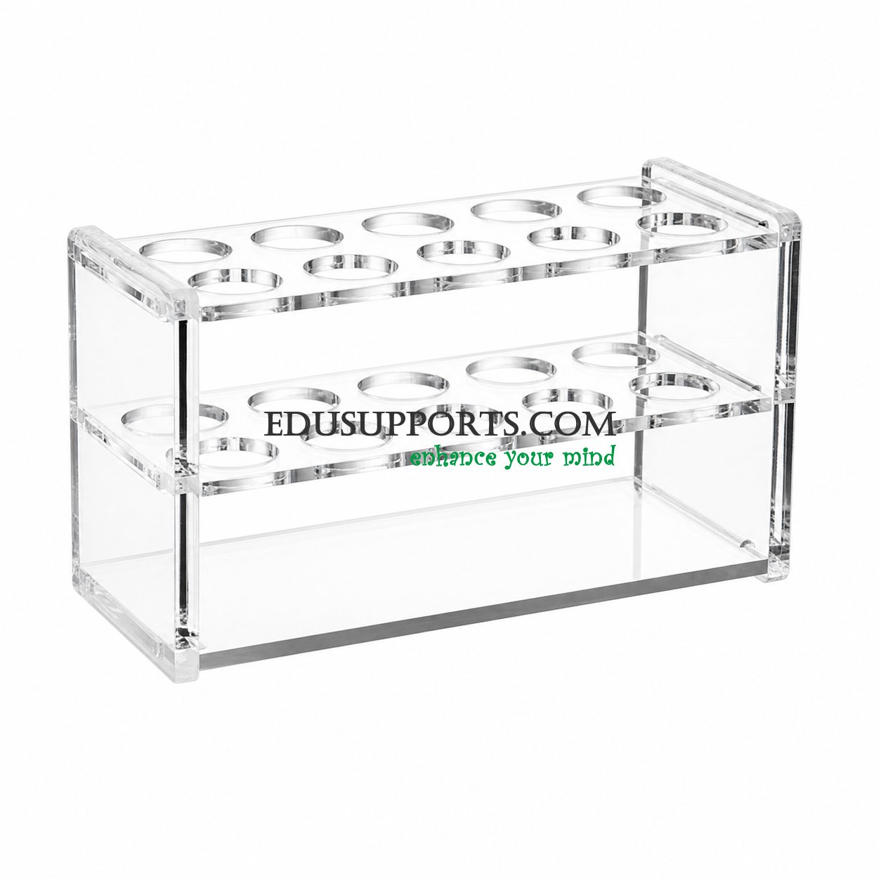 Acrylic blood collection tube rack 17mm 10 holes clear PMMA 2x5 for 10ml blood tubes