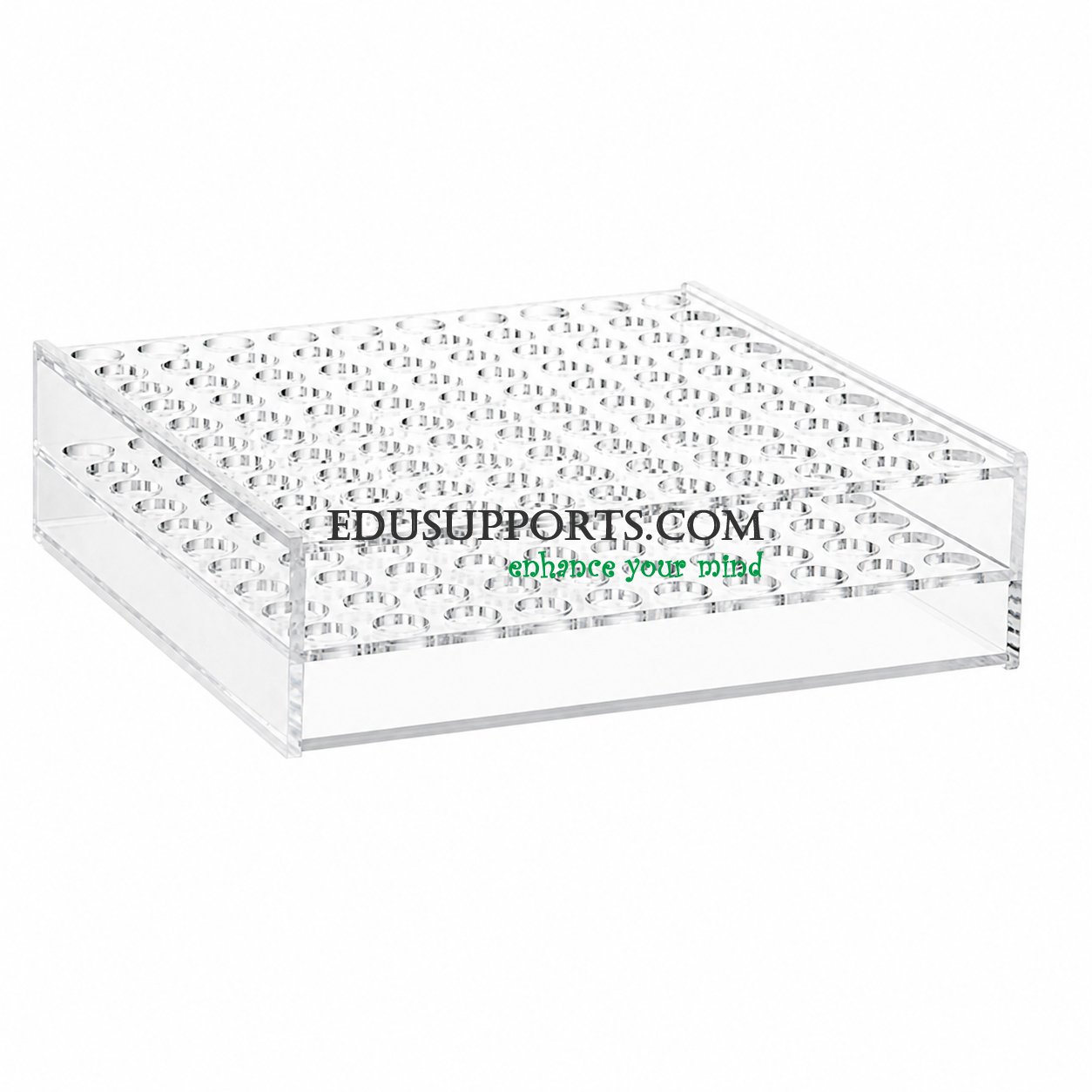 Acrylic blood collection tube rack 17mm 100 holes clear PMMA 10x10 maximum capacity