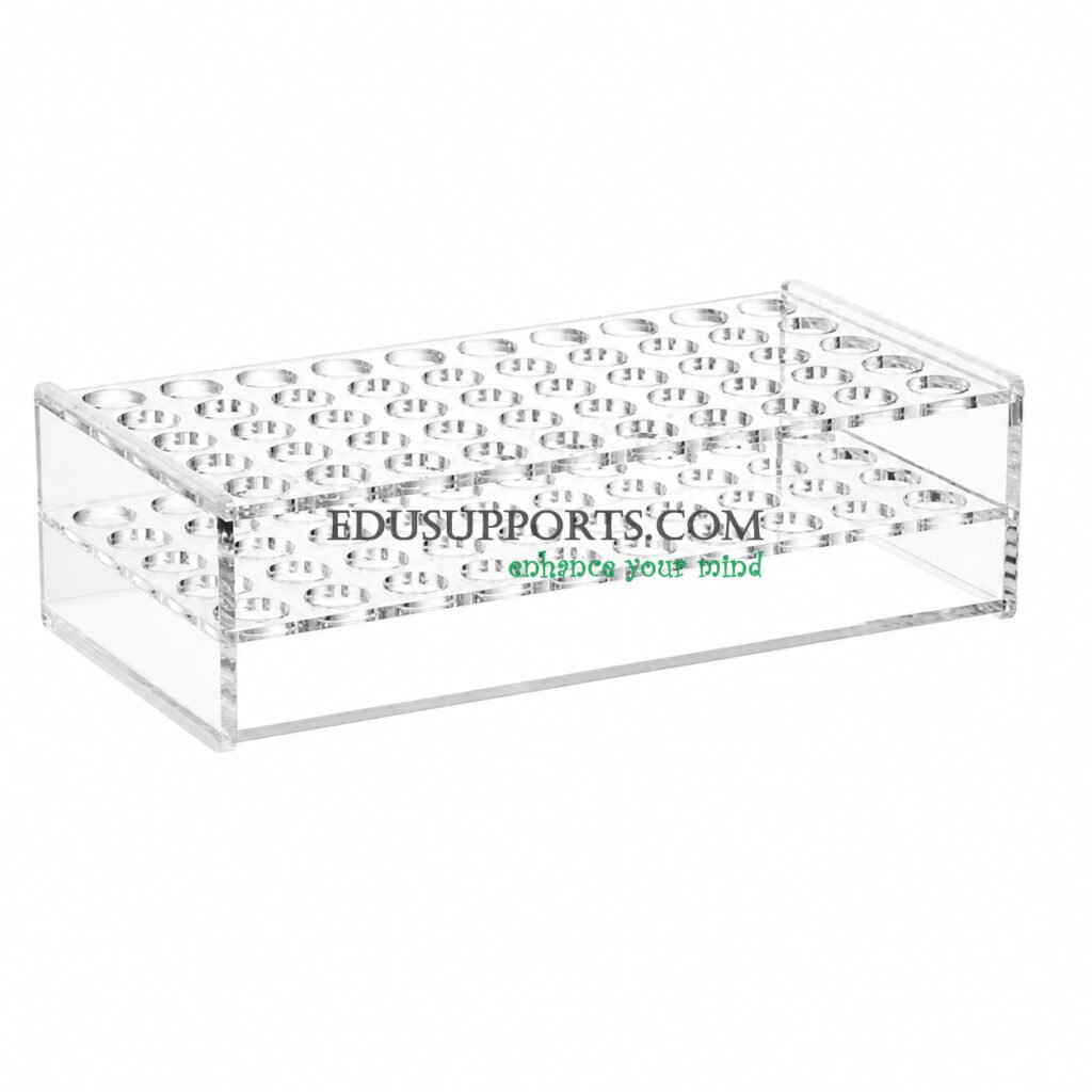 Acrylic blood collection tube rack 17mm 50 holes clear PMMA 5x10 for 10ml blood tubes