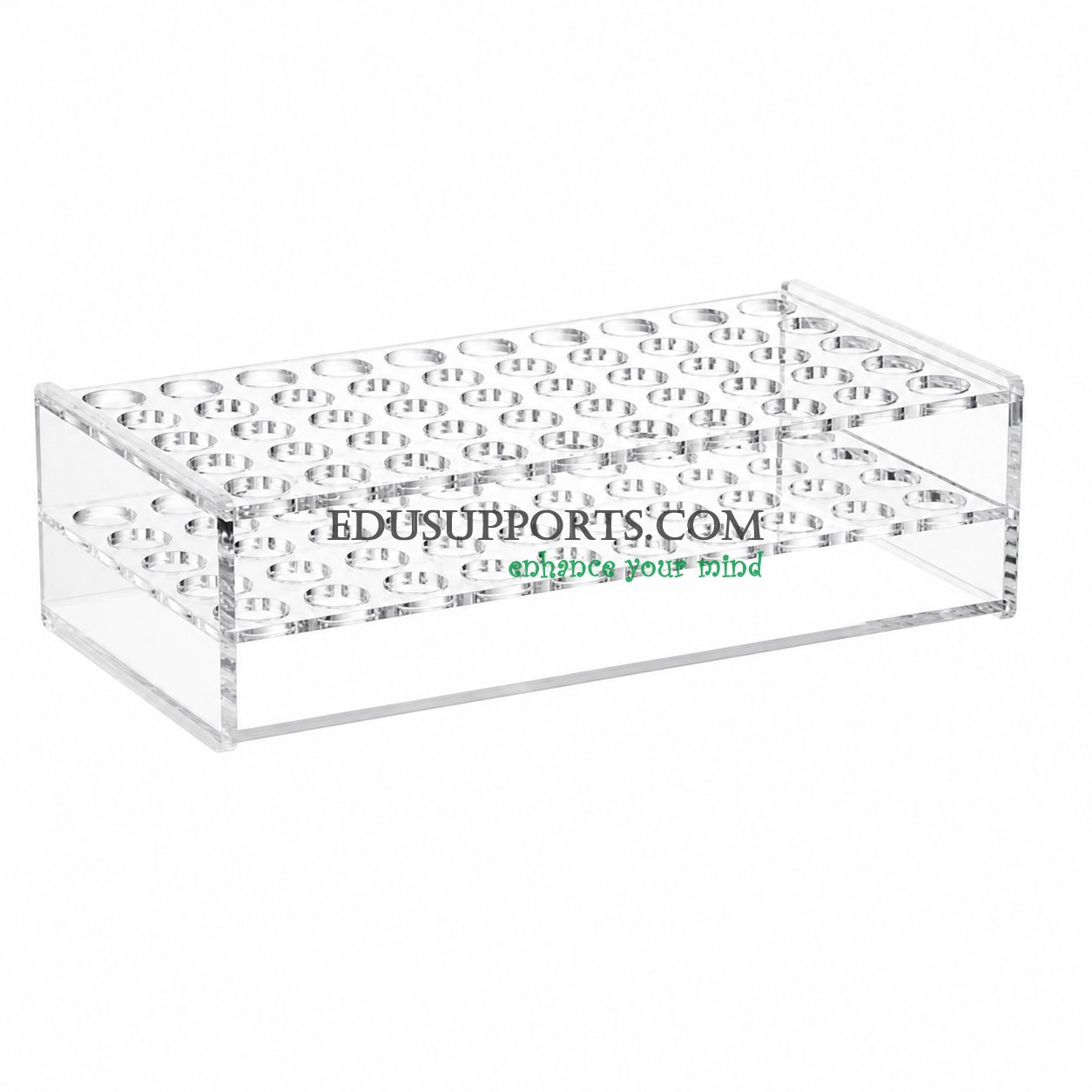 Acrylic blood collection tube rack 17mm 50 holes clear PMMA 5x10 for 10ml blood tubes