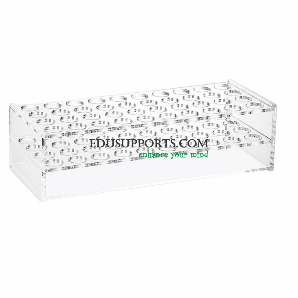 Acrylic blood collection tube rack 19mm 40 holes clear PMMA 4x10 for larger tubes