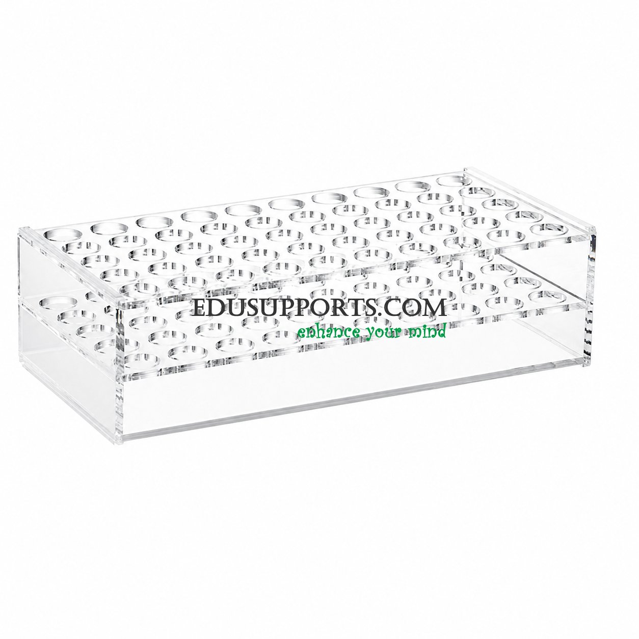 Acrylic blood collection tube rack 19mm 50 holes clear PMMA 5x10 for larger tubes