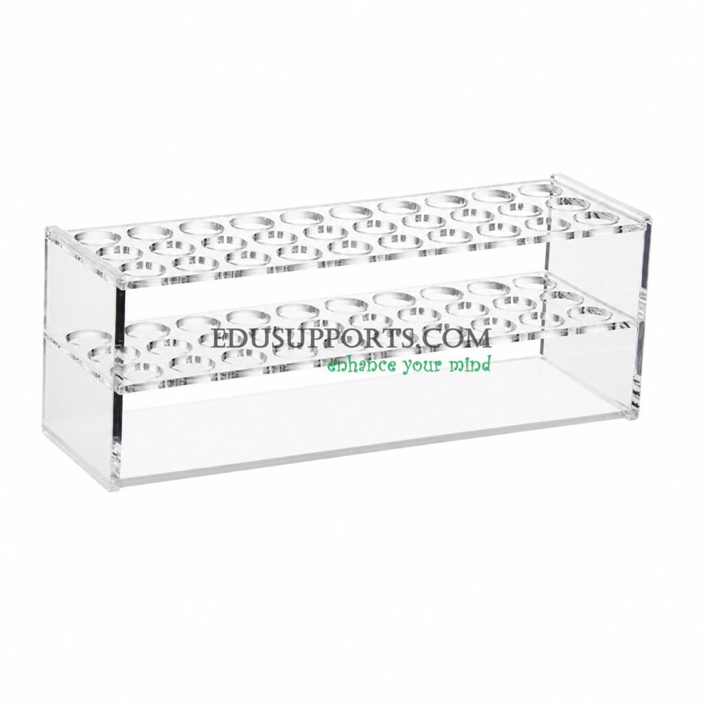 Acrylic colorimetric tube rack 21mm 30 holes clear PMMA 3x10 for 25ml colorimetric tubes