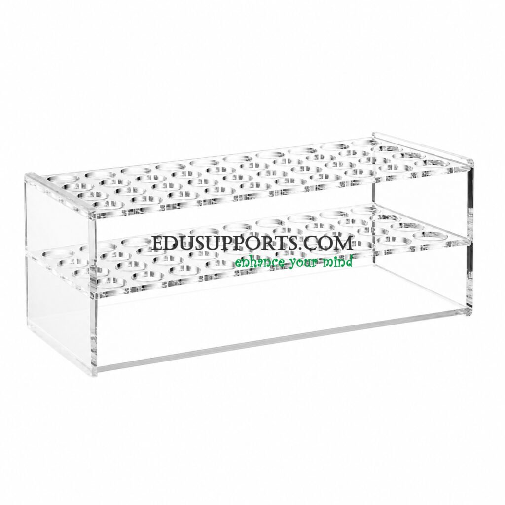 Acrylic colorimetric tube rack 21mm 40 holes clear PMMA 4x10 for 25ml colorimetric tubes