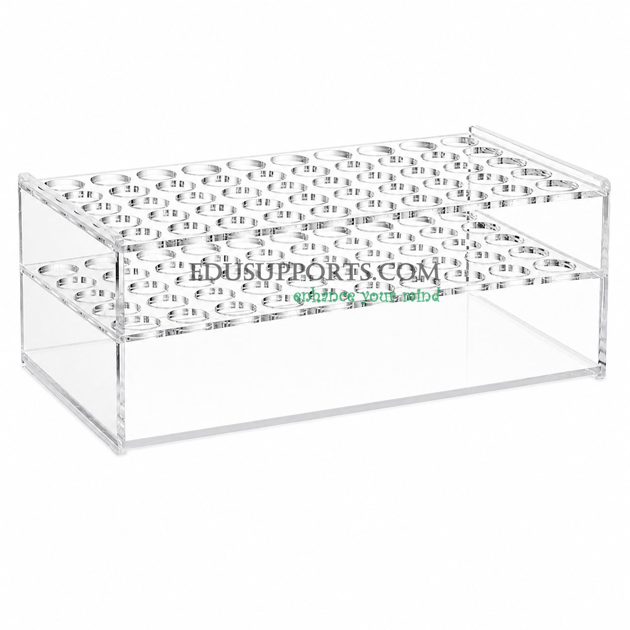 Acrylic colorimetric tube rack 21mm 50 holes clear PMMA 5x10 for 25ml colorimetric tubes