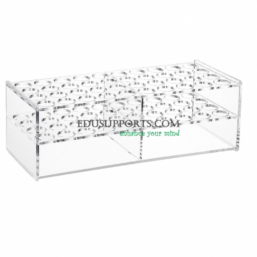 Acrylic colorimetric tube rack 26mm 40 holes with support clear PMMA 4x10 for 50ml colorimetric tubes