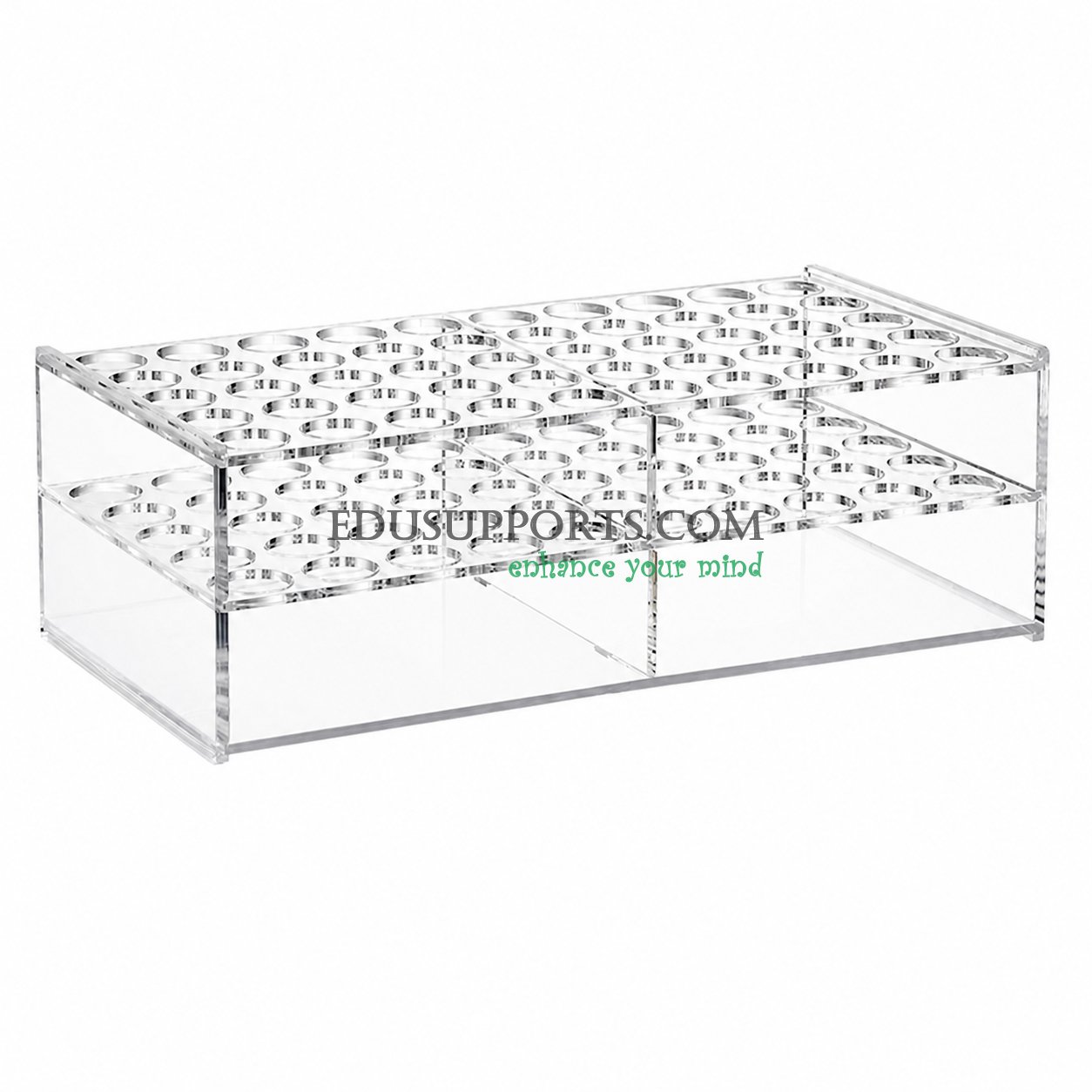 Acrylic colorimetric tube rack 26mm 50 holes with support clear PMMA 5x10 for 50ml colorimetric tubes