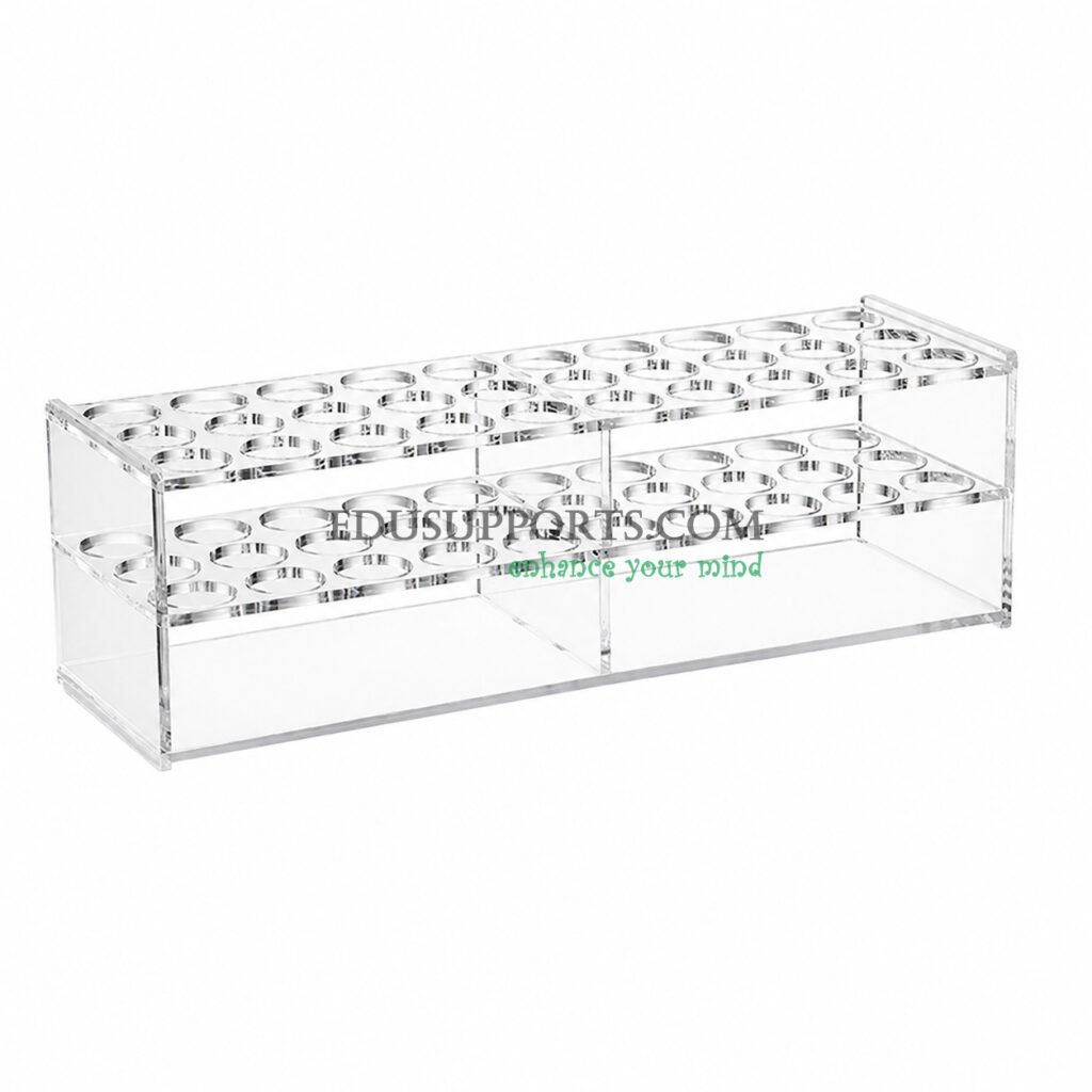 Acrylic colorimetric tube rack 31mm 30 holes with support clear PMMA 3x10 for 100ml colorimetric tubes