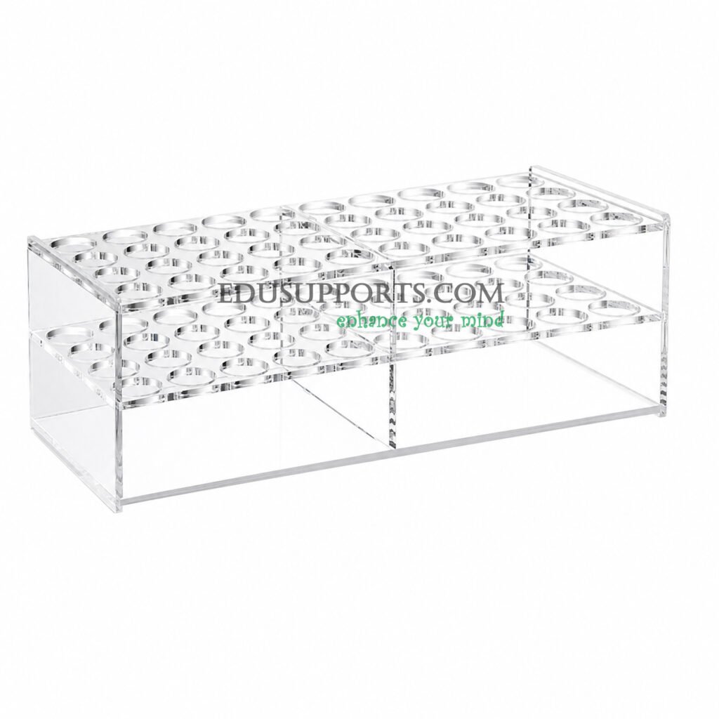 Acrylic colorimetric tube rack 31mm 40 holes with support clear PMMA 4x10 for 100ml colorimetric tubes