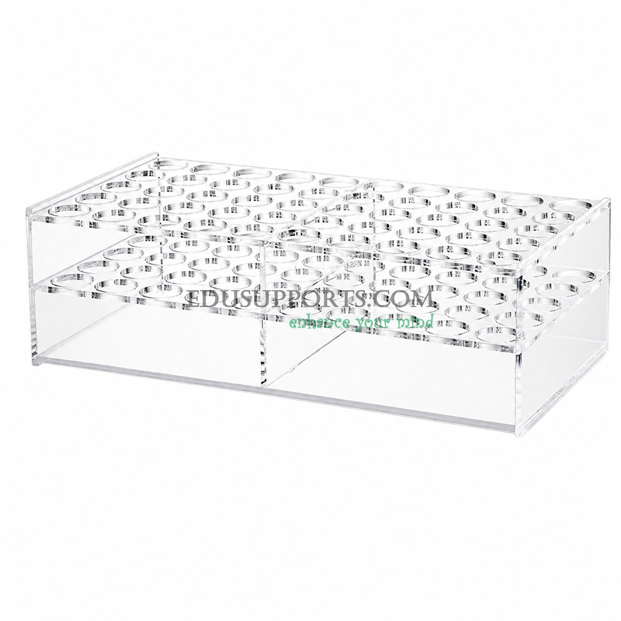 Acrylic colorimetric tube rack 31mm 50 holes with support clear PMMA 5x10 for 100ml colorimetric tubes