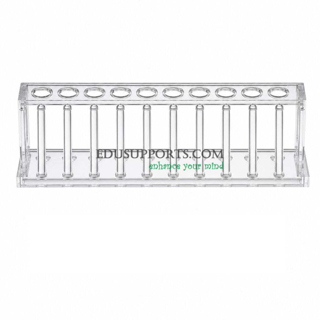 Acrylic test tube rack 10 holes with 10 drying pins clear PMMA 22mm for laboratory