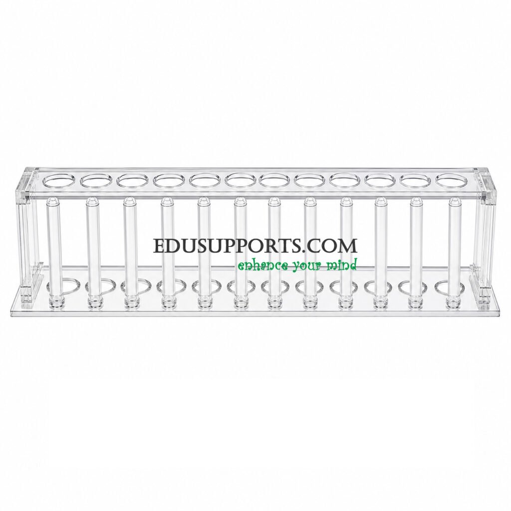 Acrylic test tube rack 12 holes with 12 drying pins clear PMMA 22mm for laboratory