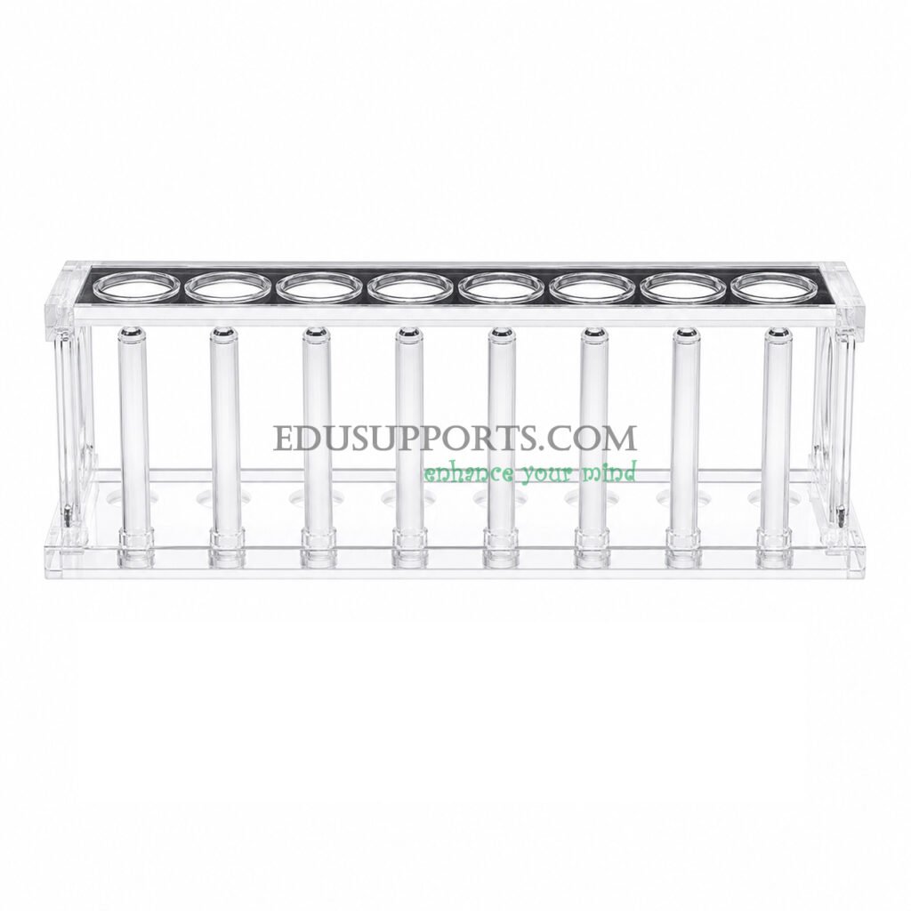 Acrylic test tube rack 8 holes with 8 drying pins clear PMMA 22mm for laboratory