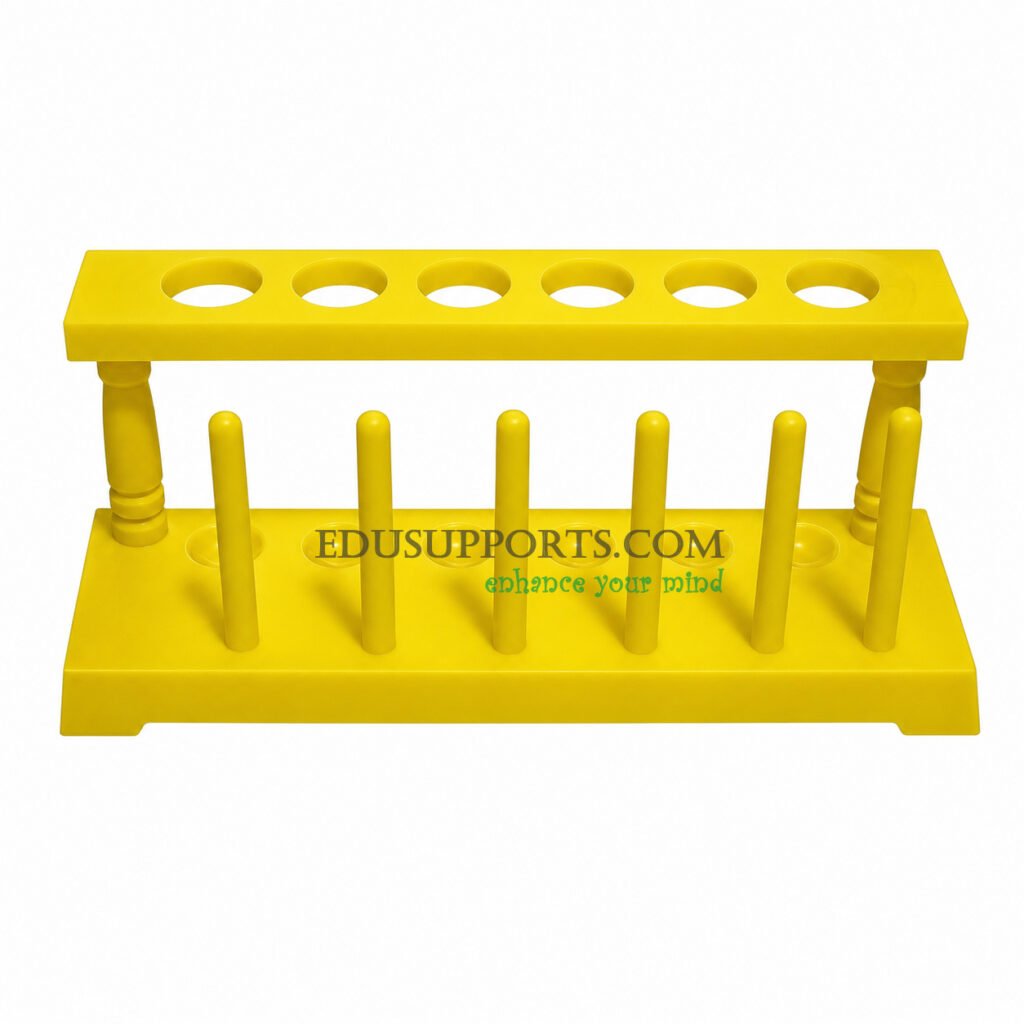 Plastic test tube rack classic 6 post 6 hole yellow compact for laboratory