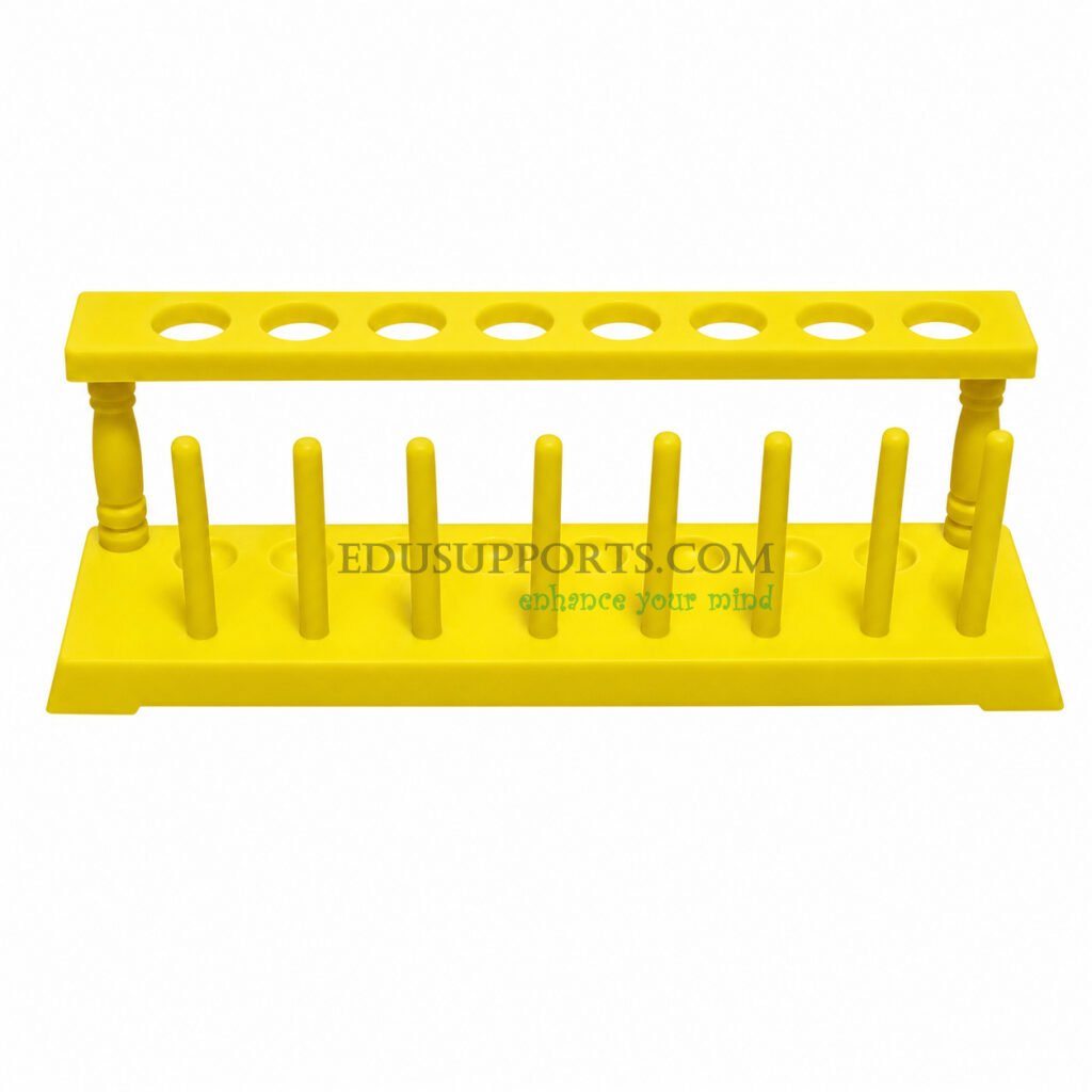 Plastic test tube rack classic 8 post 8 hole yellow 22mm for laboratory
