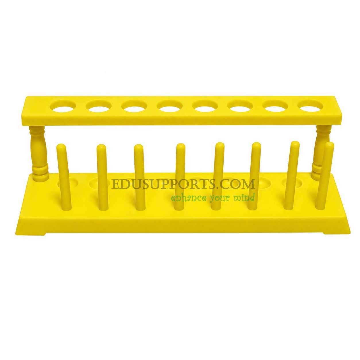Plastic test tube rack classic 8 post 8 hole yellow 22mm for laboratory