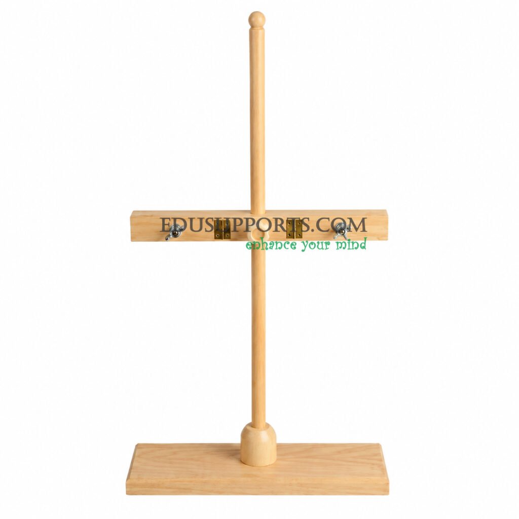 Wooden burette stand double with adjustable clamps for two burettes 290x110mm base