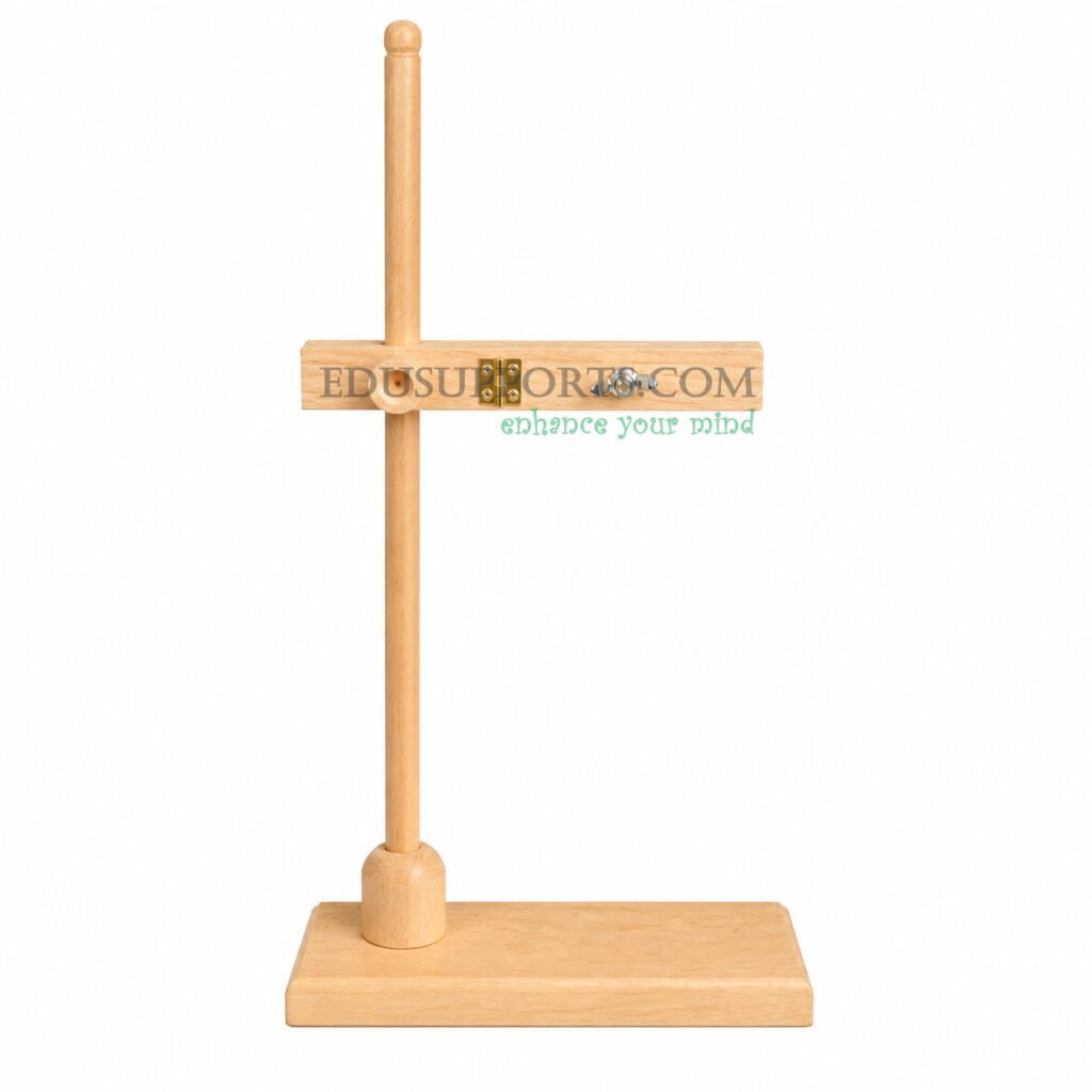 Wooden burette stand single with adjustable clamp for one burette 200x100mm base