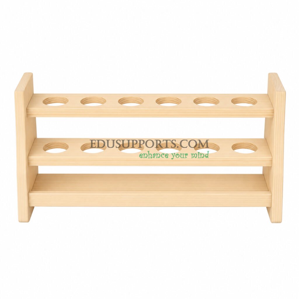 Wooden Nessler tube rack 100ml 6 holes double layer 32mm diameter reflective base
