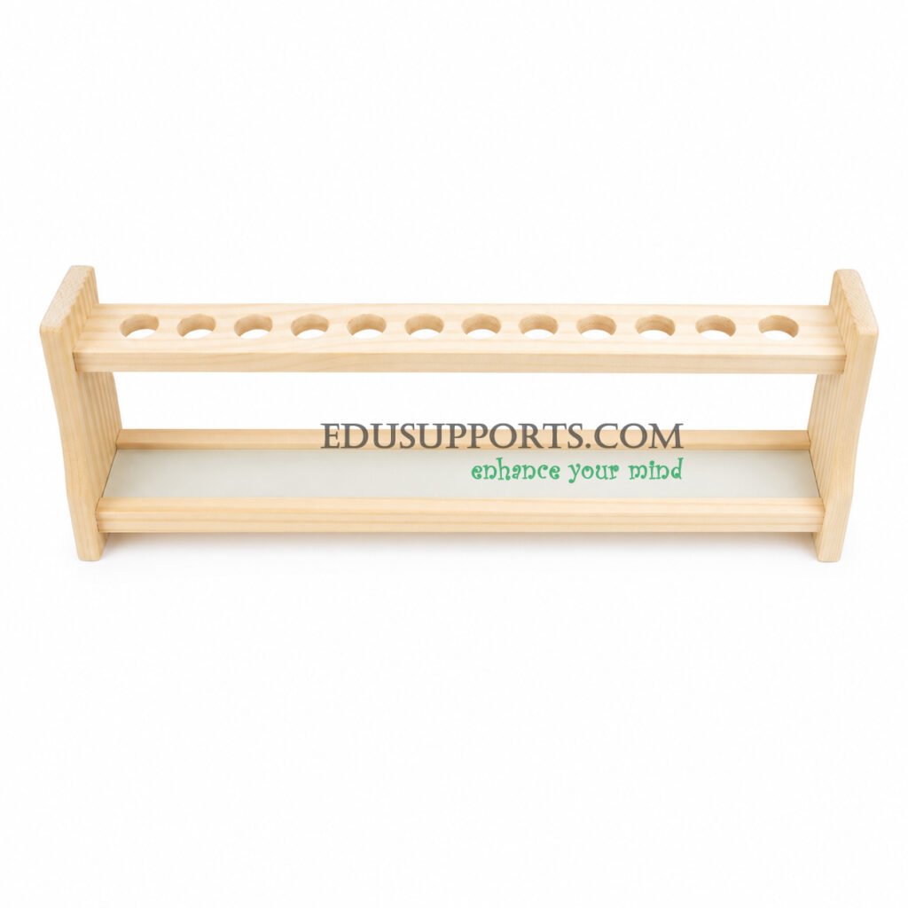 Wooden Nessler tube rack 10ml 12 holes single layer 17.6mm diameter polished varnish