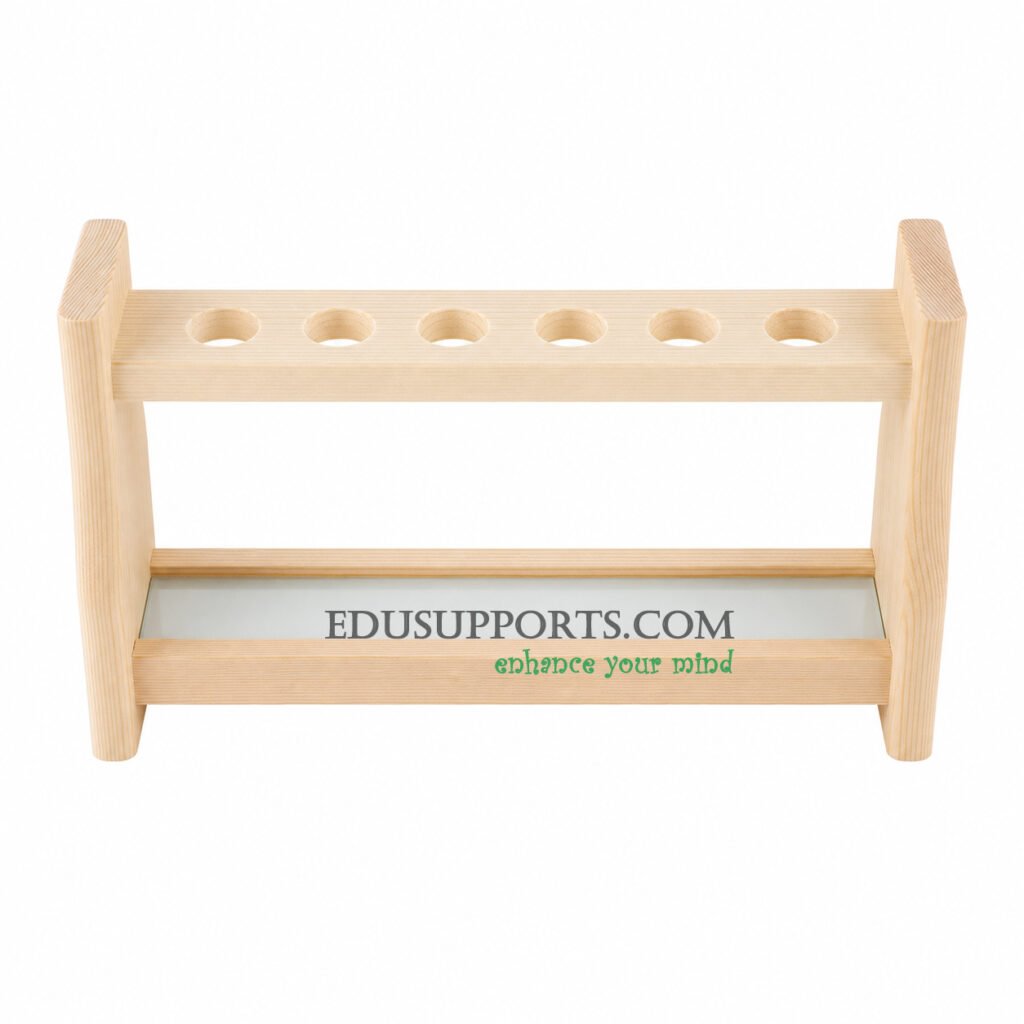 Wooden Nessler tube rack 10ml 6 holes single layer 17.6mm diameter polished varnish