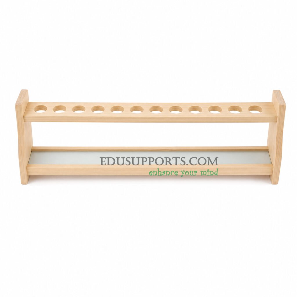 Wooden Nessler tube rack 25ml 12 holes single layer 22mm diameter polished varnish