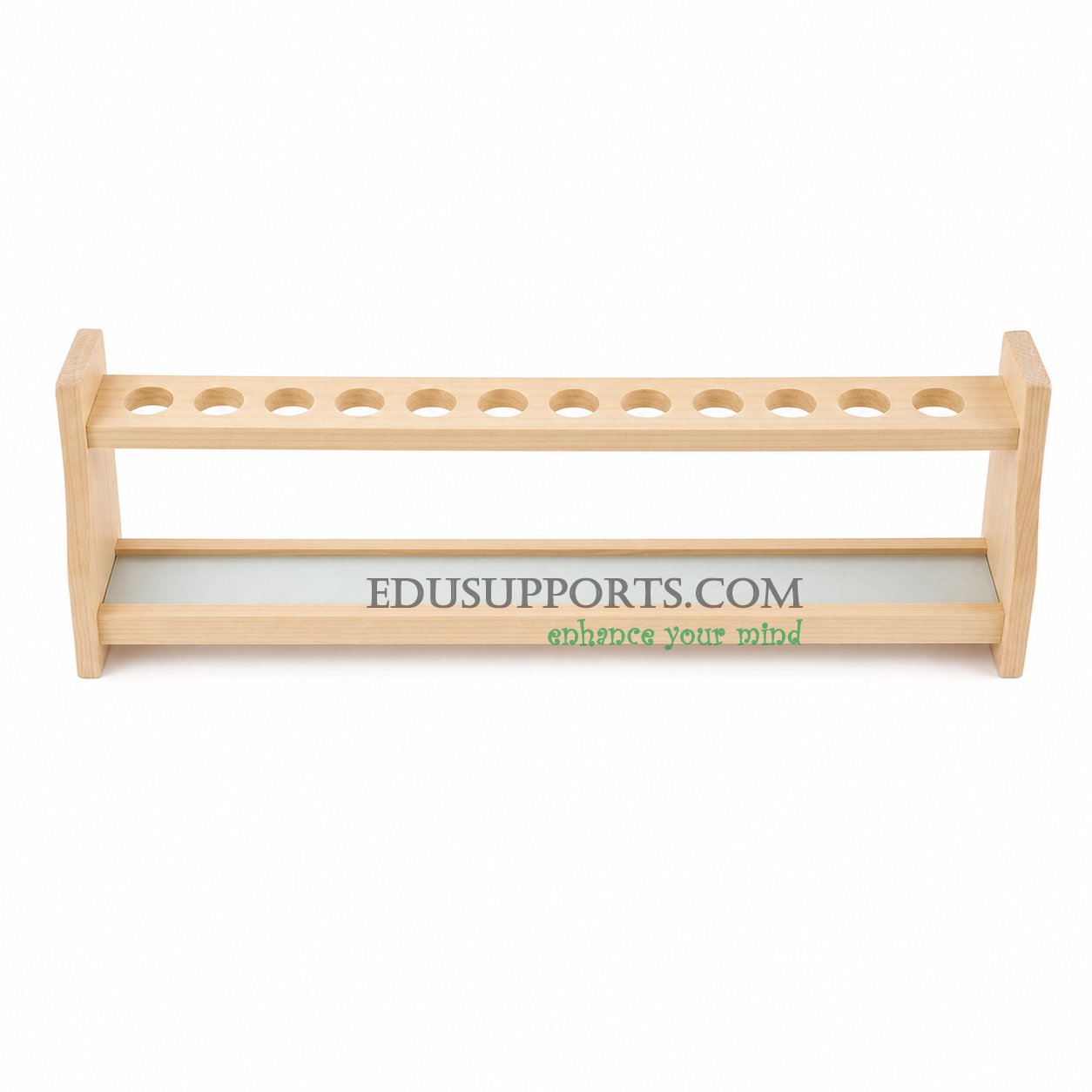 Wooden Nessler tube rack 25ml 12 holes single layer 22mm diameter polished varnish