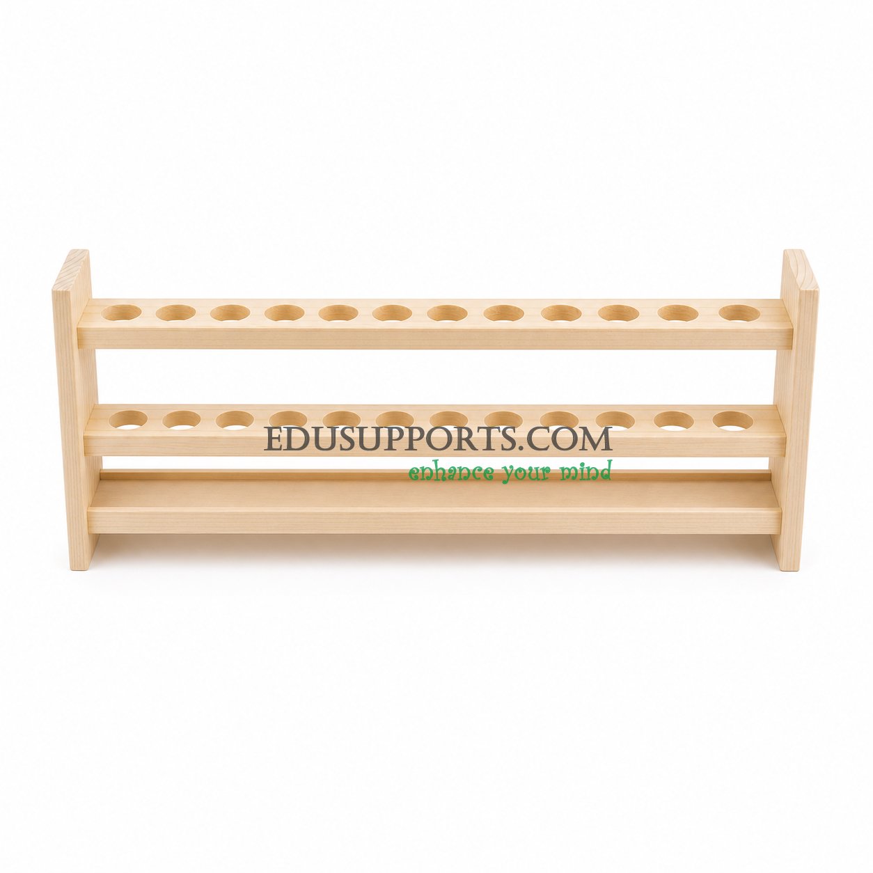 Wooden Nessler tube rack 50ml 12 holes double layer 27mm diameter reflective base