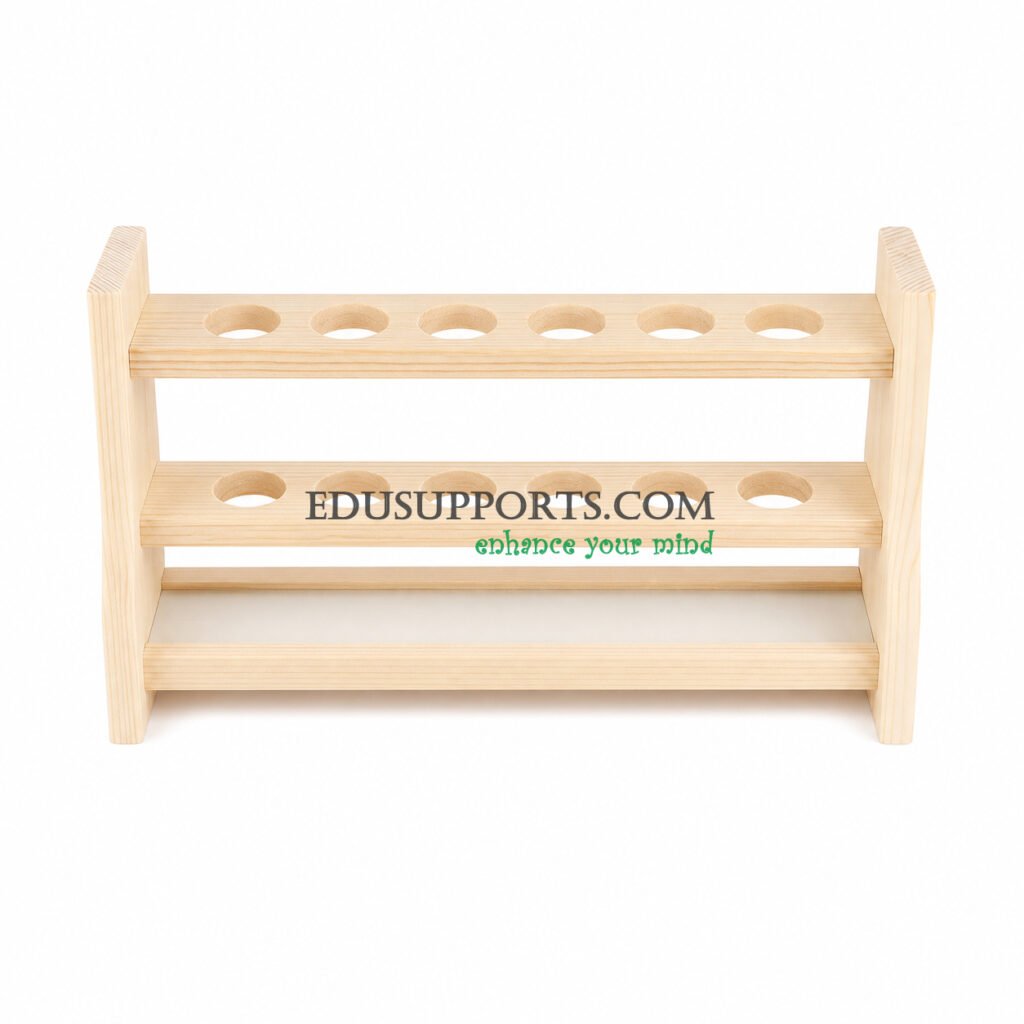 Wooden Nessler tube rack 50ml 6 holes double layer 27mm diameter reflective base