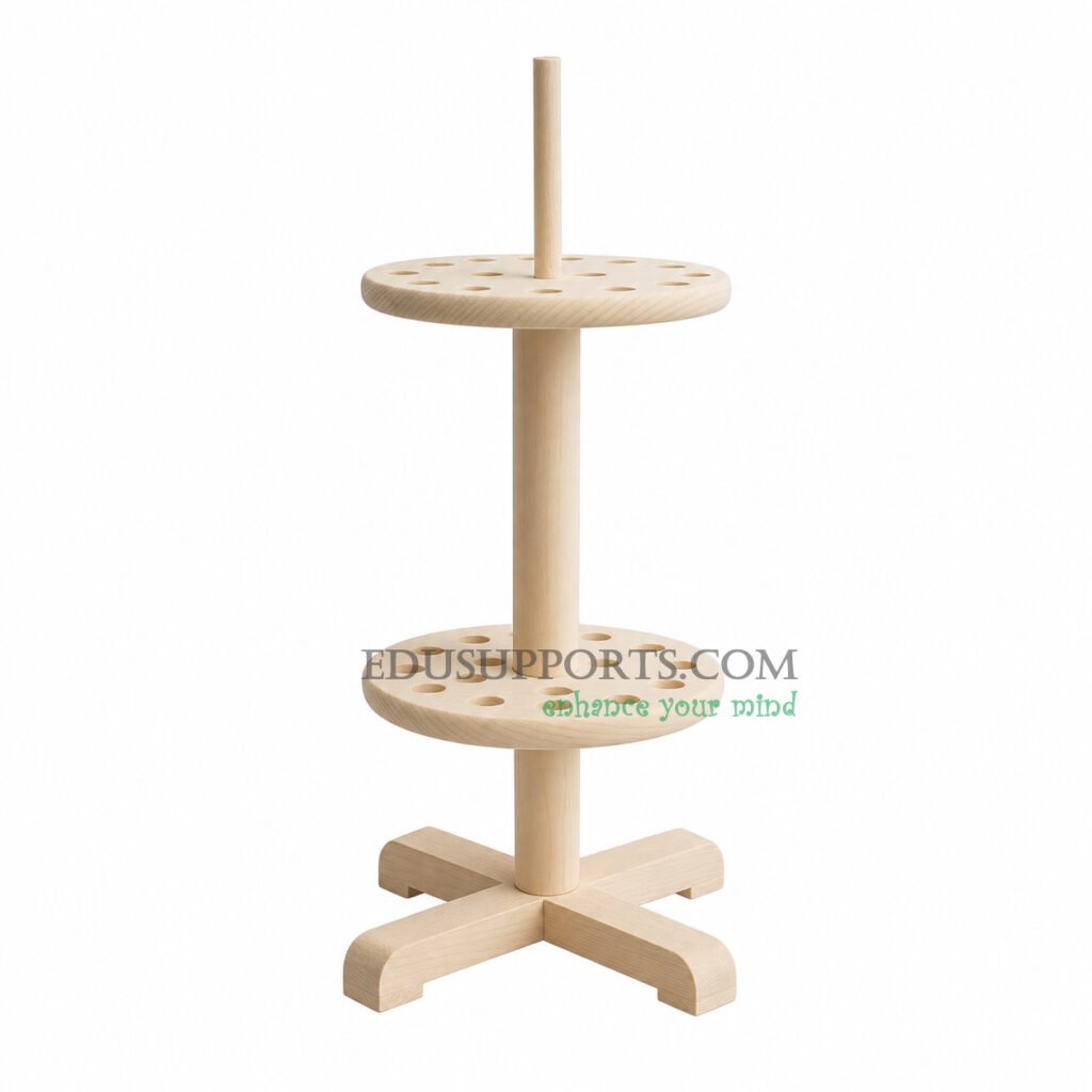 Wooden pipette stand rotary round 18 holes 360 degree rotation for laboratory pipette organization