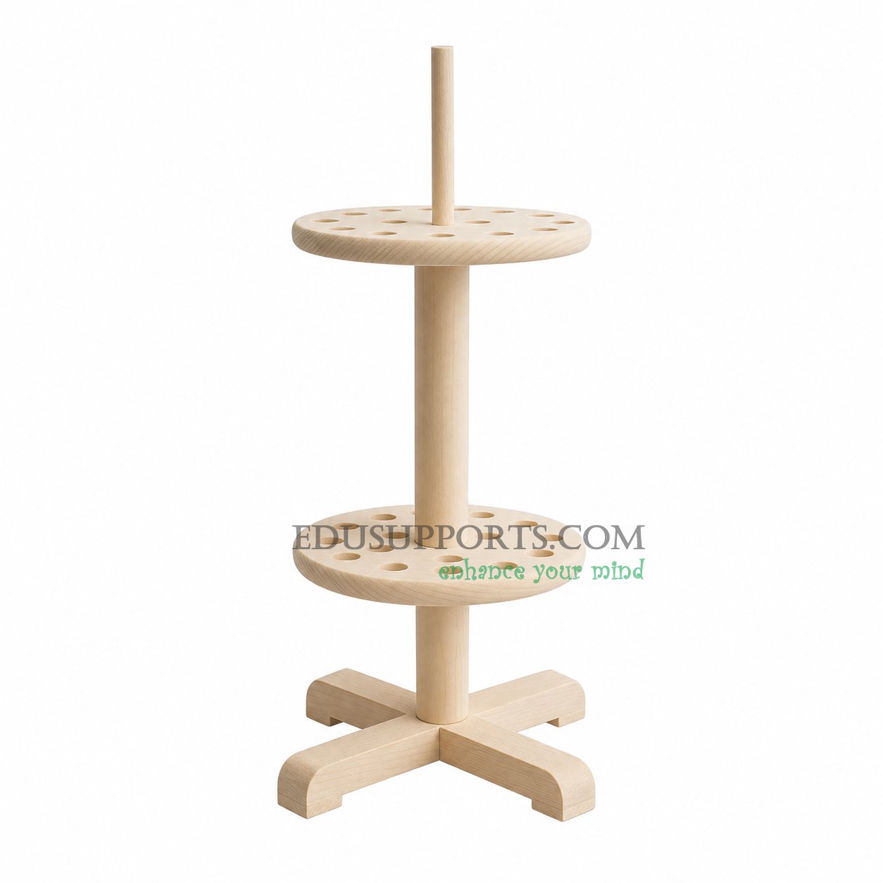 Wooden pipette stand rotary round 18 holes 360 degree rotation for laboratory pipette organization