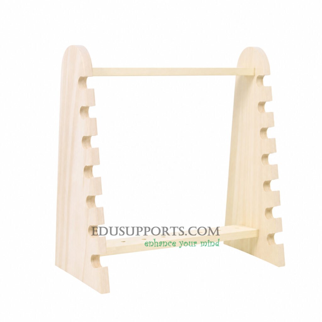 Wooden pipette stand trapezoidal large 14 holes 12mm opening for laboratory pipette organization