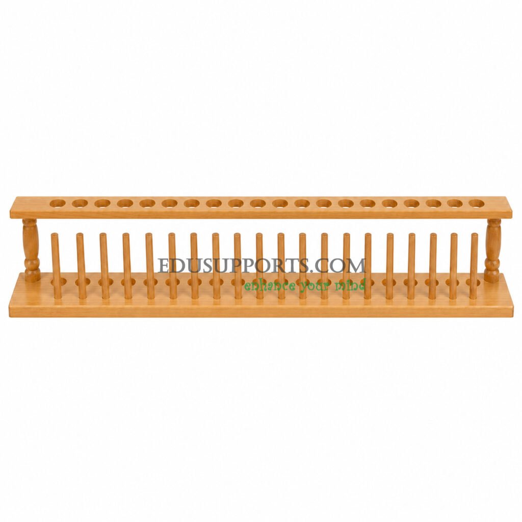Wooden test tube rack 20 holes 22mm diameter polished hardwood high capacity laboratory stand