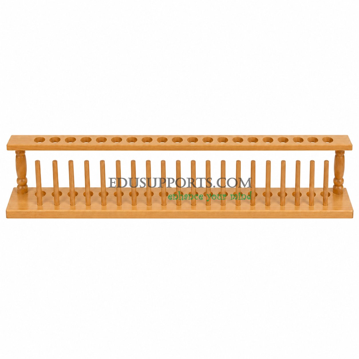 Wooden test tube rack 20 holes 22mm diameter polished hardwood high capacity laboratory stand