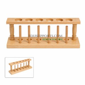 Wooden test tube rack 6 holes 22mm diameter polished hardwood laboratory stand